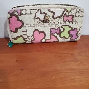 Tous Cream and Pink Patterned Wallet